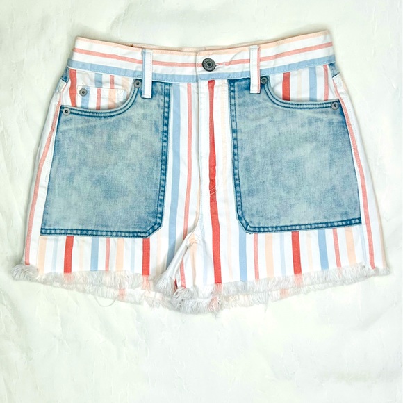 American Eagle Outfitters Pants - American Eagle Striped Denim Mom Shorts Size 00